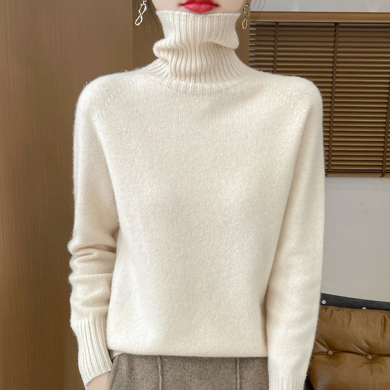 Knitted Sweater Solid-color Long-sleeve Pullover Relaxed-fit Bottoming Top