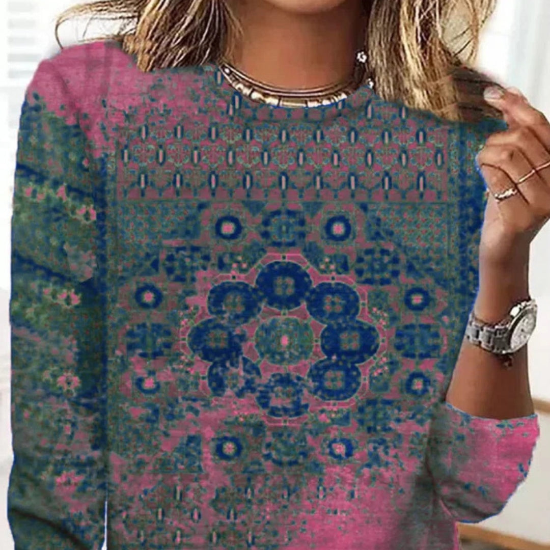 Vintage Printed Loose Round Neck T-Shirt
