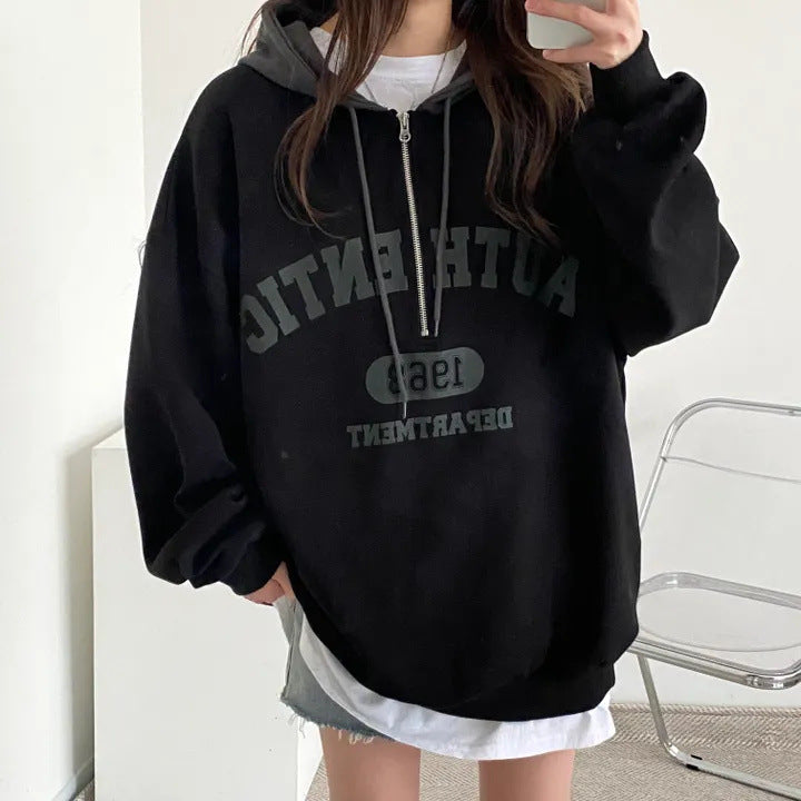 Niche Style Zip-Up Hoodie Sweatshirt