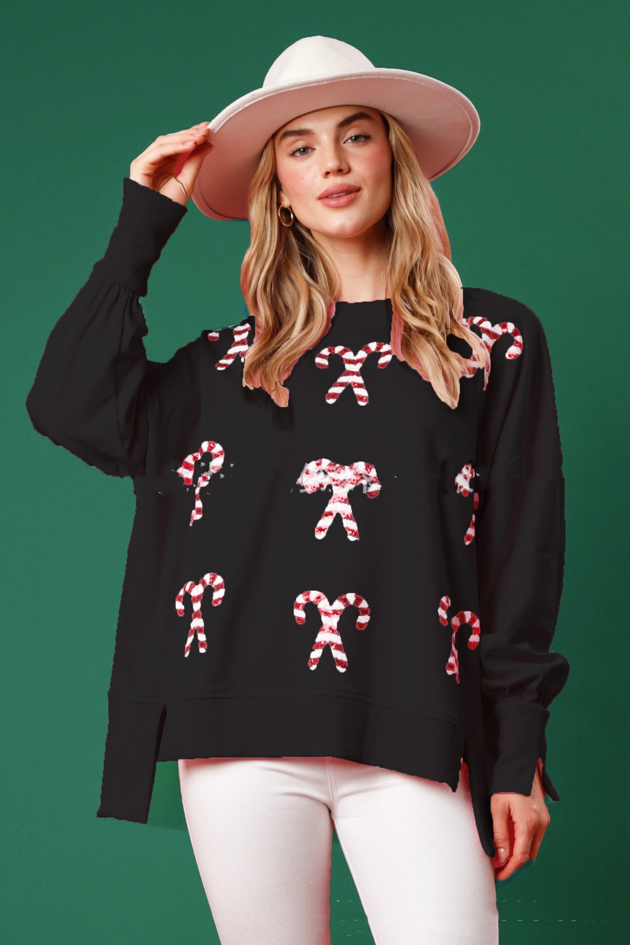 Sparkly Christmas Round Neck Sequin Pullover Sweater