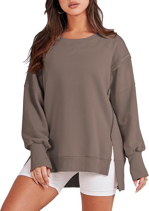 Frayed Hem Split Patchwork Long Sleeve Sweater
