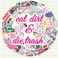 50-Piece Witty Graffiti Text Sticker Set – Humorous Creative Decals for Phones and Laptops