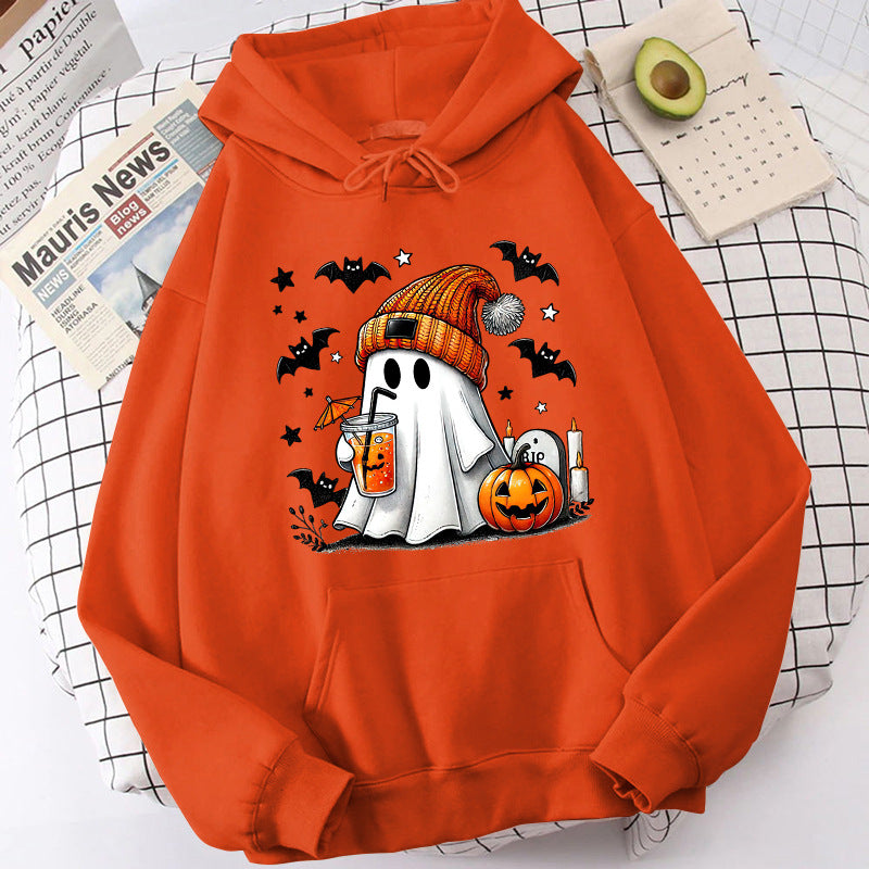 Women's Halloween Ghost Pumpkin Graphic Hoodie