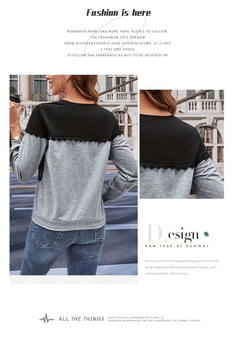 Chic Color-Block Long-Sleeve Sweater for Fall