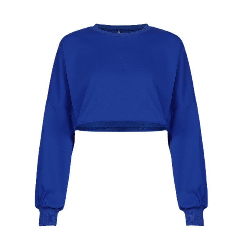 Cozy Cropped Round Neck Women's Pullover Top