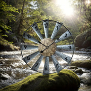Retro Windmill Metal Wall Clock, 27.6/23.6inch Silent Movement Large Timepiece, Rural Garden Decoration, Fashion Creative Watch, Suitable For Outdoor And Indoor Use.