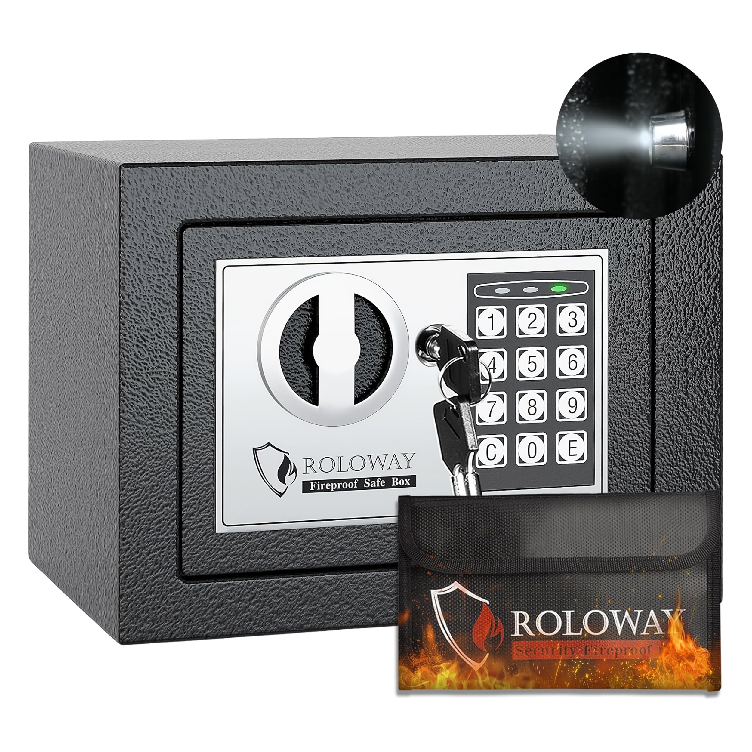 Heavy-Duty Fireproof Steel Safe with Cash Bag | Secure Home Safe Box with Keypad & Key Lock, Ideal for Storing Money, Documents, and Valuables