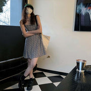 Retro French-style Floral-print Slip Dress