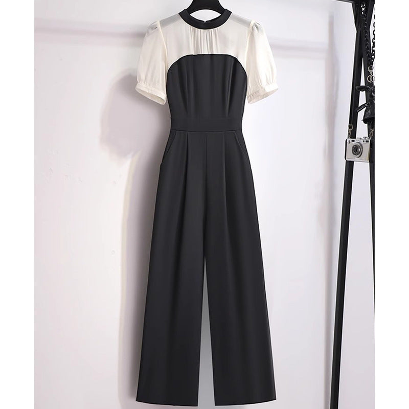 Chic High-Waisted Wide-Leg Jumpsuit with Horn Sleeves