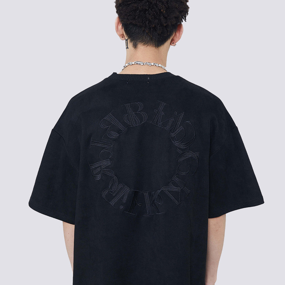 Men's Suede Letter Embroidered Streetwear Short Sleeve Tee