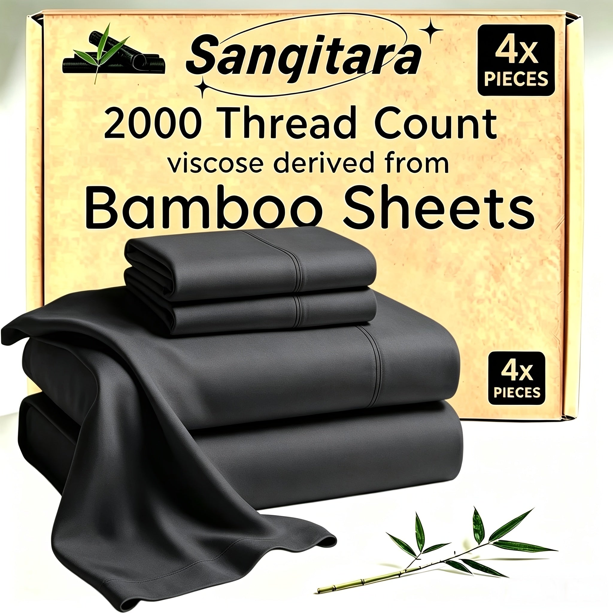Bamboo Blend Cooling Bed Sheet Set for King Size Bed