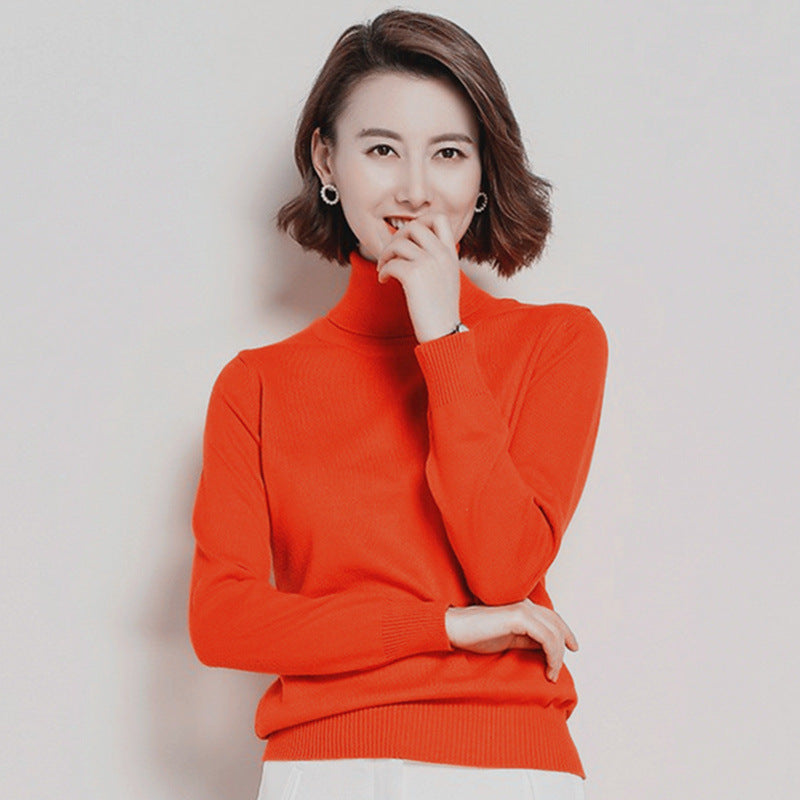 Turtleneck Pullover Loose-fit Knitted Wool Base-layer Sweater