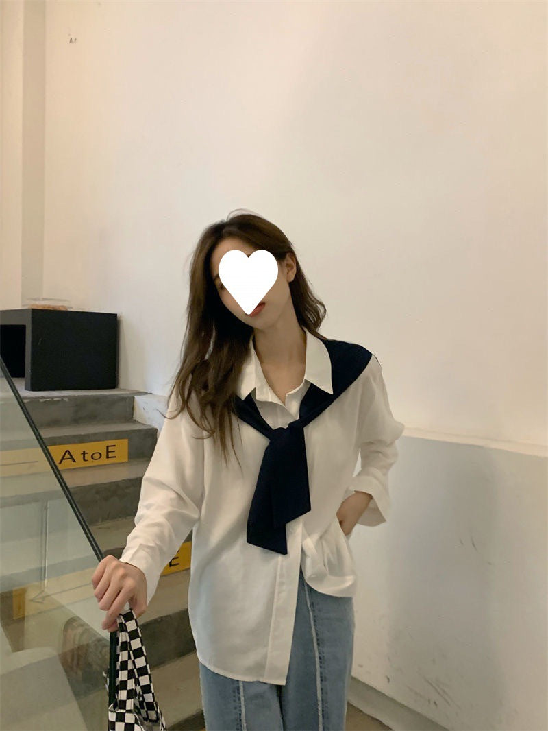 Chic Women's Layered Chiffon Long-Sleeve Shawl Shirt