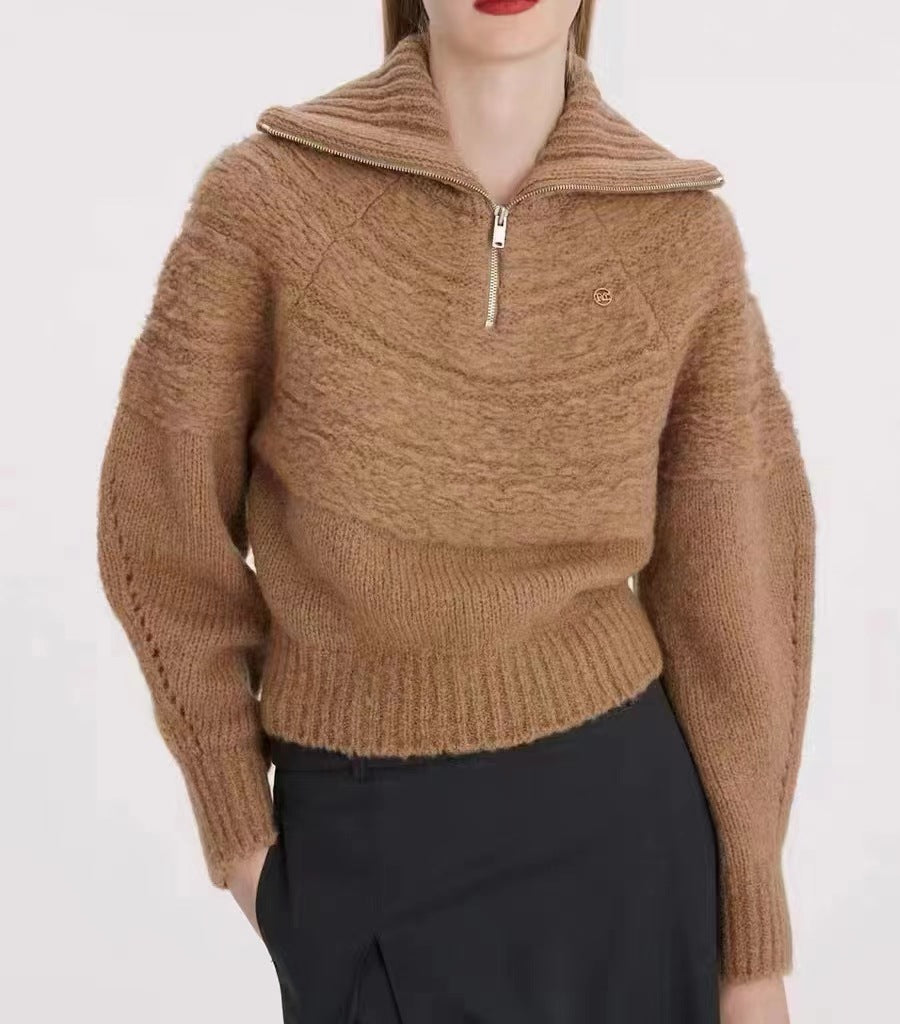 Women's Cozy Half-Zip Wool Pullover Sweater