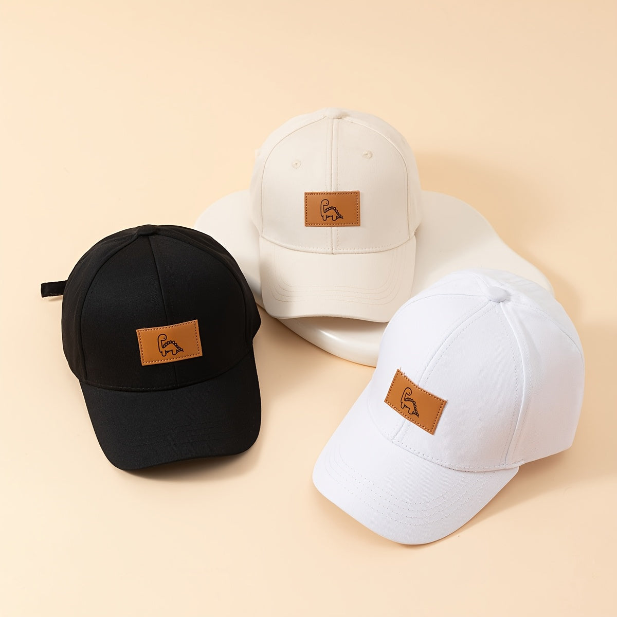 Set of 3 Dinosaur-Themed Baseball Caps for Kids