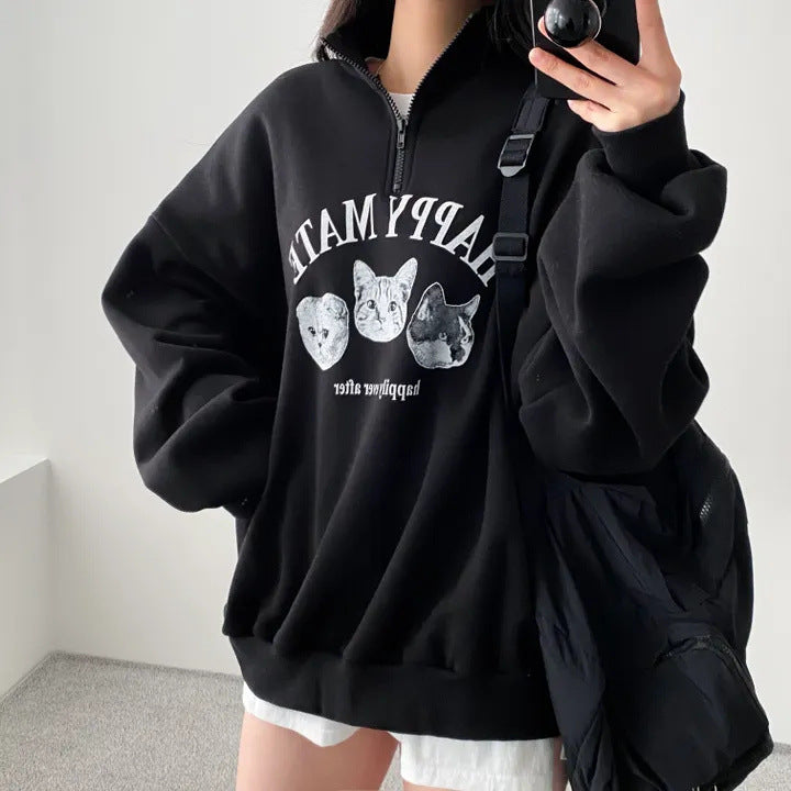 Plus Size Korean Style Pullover Hoodie