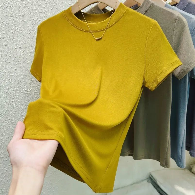 Mustard Yellow Slim Fit Summer Short Sleeve Tee