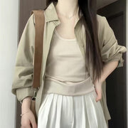 Rare Long-sleeve Green Shirt Jacket For Women