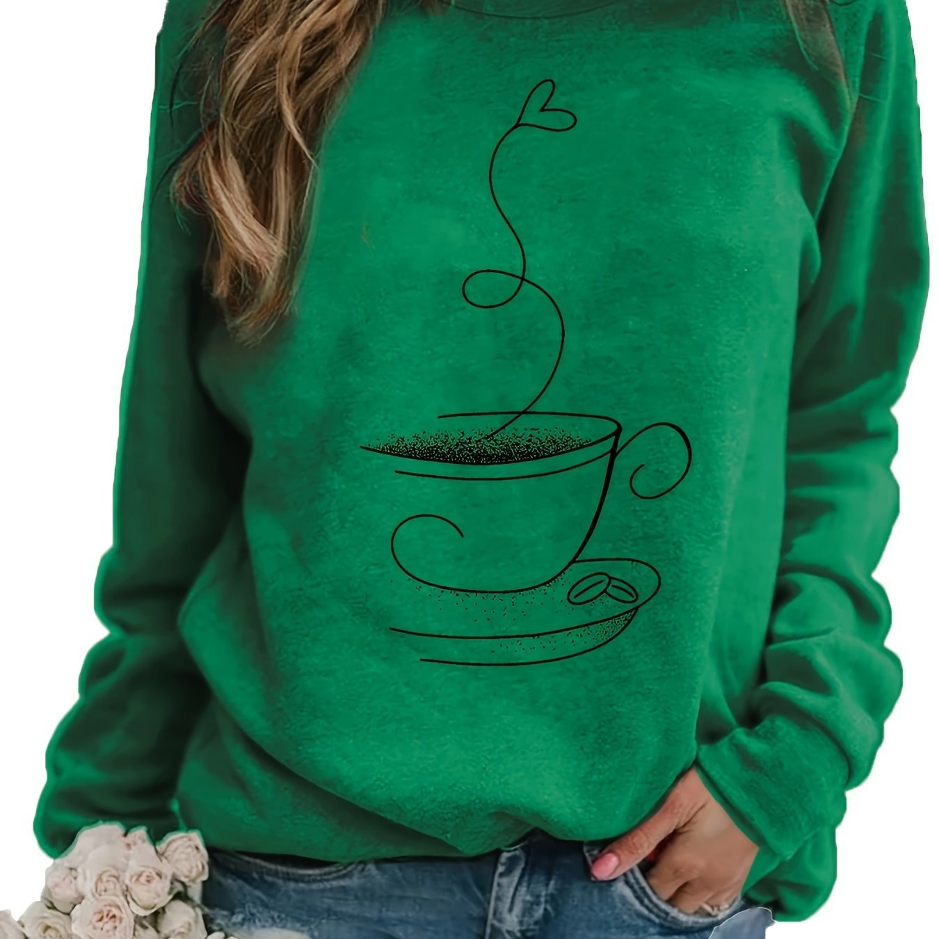 Women's Graphic Print Crew Neck Casual Sweater