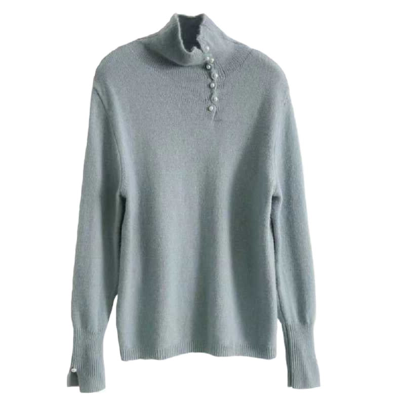 Craft Design Button Warm Turtleneck Comfortable Sweater for Women Mlzy84274