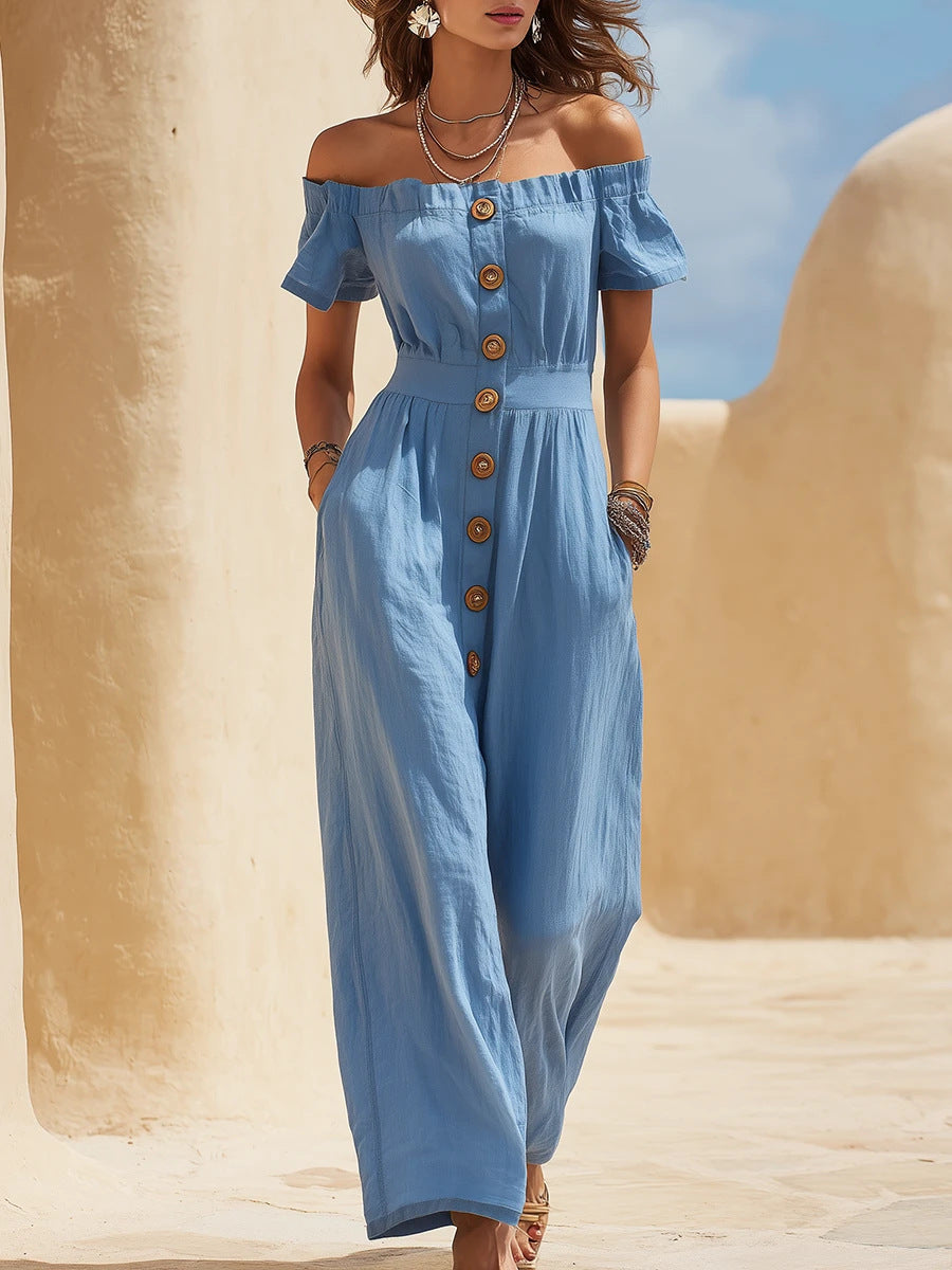 Chic Short-Sleeve Wide-Leg Jumpsuit