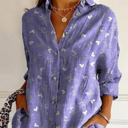Womens Casual Long Floral-print Top