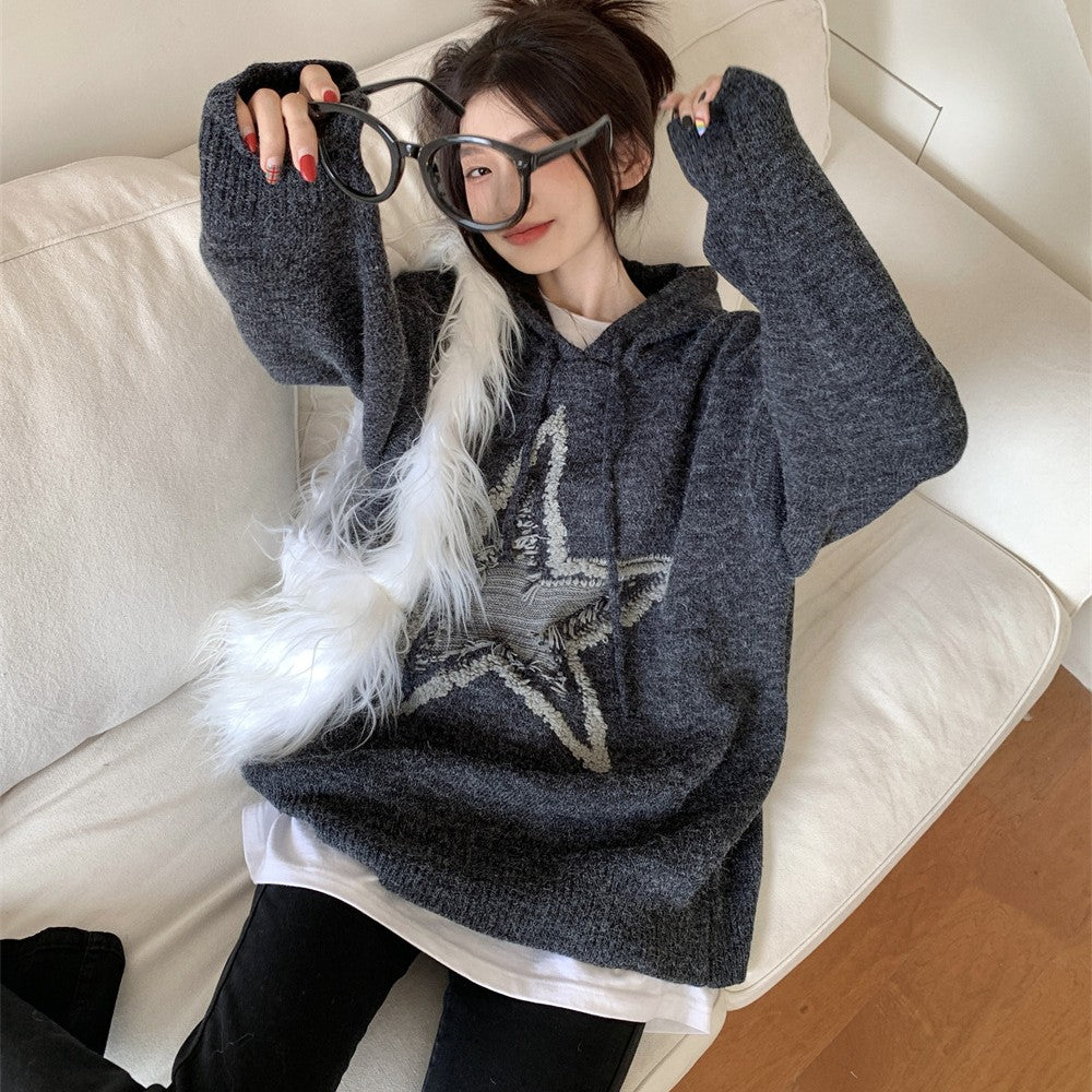 Autumn And Winter American Vintage Old Five-pointed Star Sweater