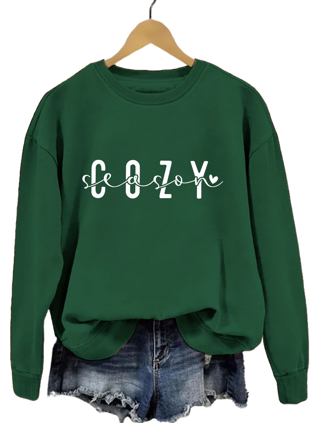 Cozy Autumn Crew Neck Print Pullover Sweater