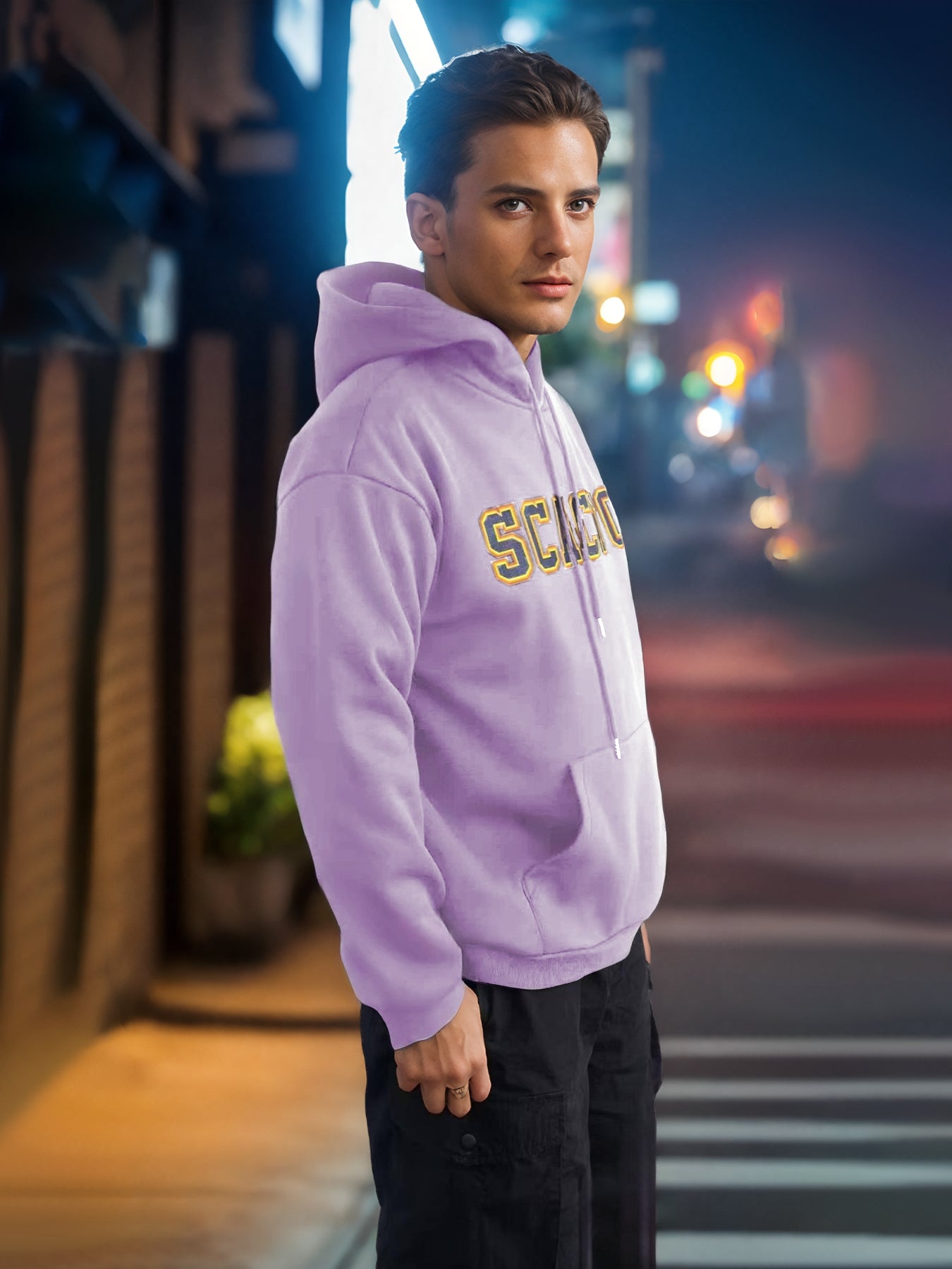 Unisex Stylish Solid Color Print Long Sleeve Hoodie