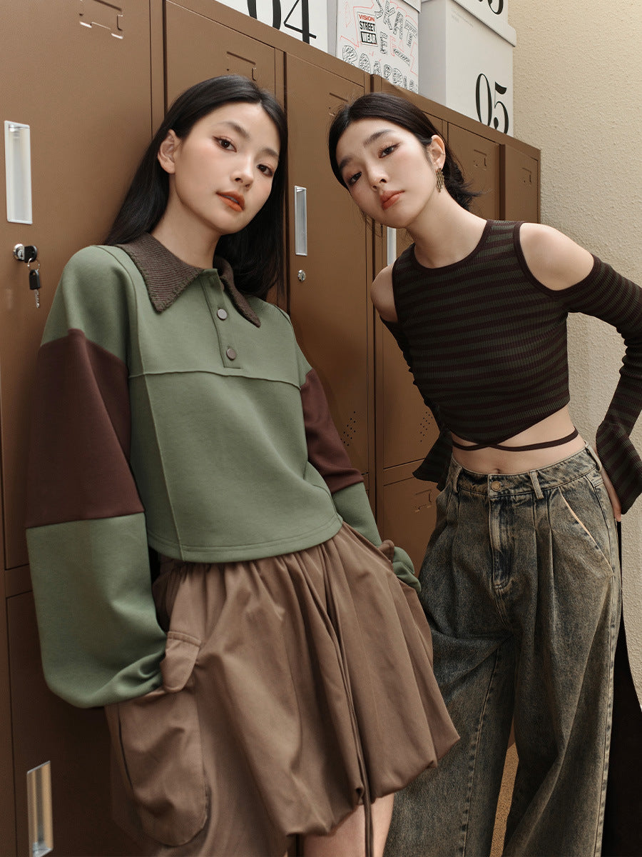 Women's Korean Style Color-Block Loose Knit Sweater