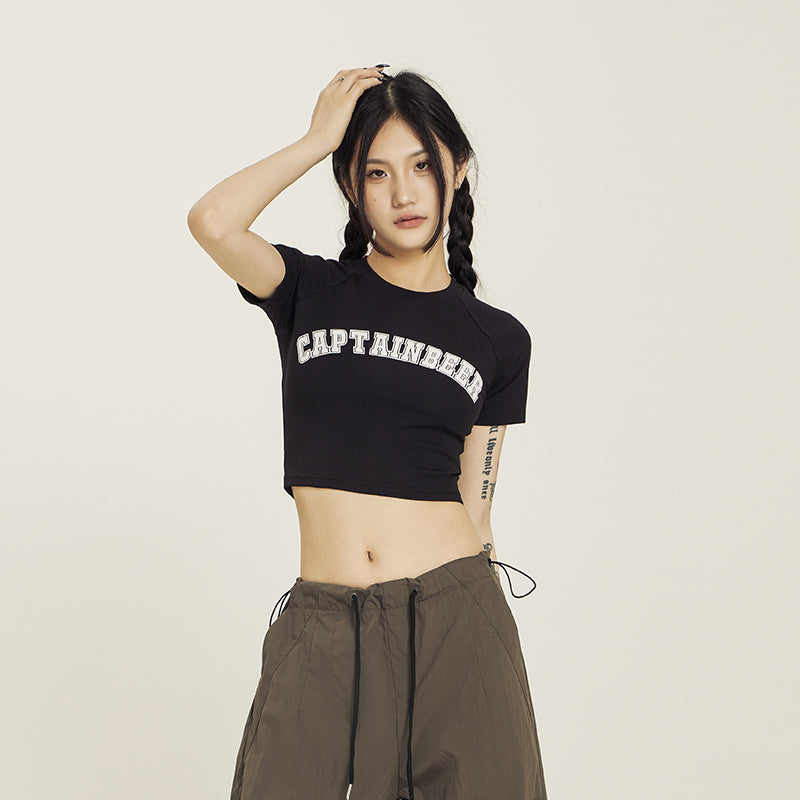 Retro American Crop Top Vintage Short Sleeve Summer Tee