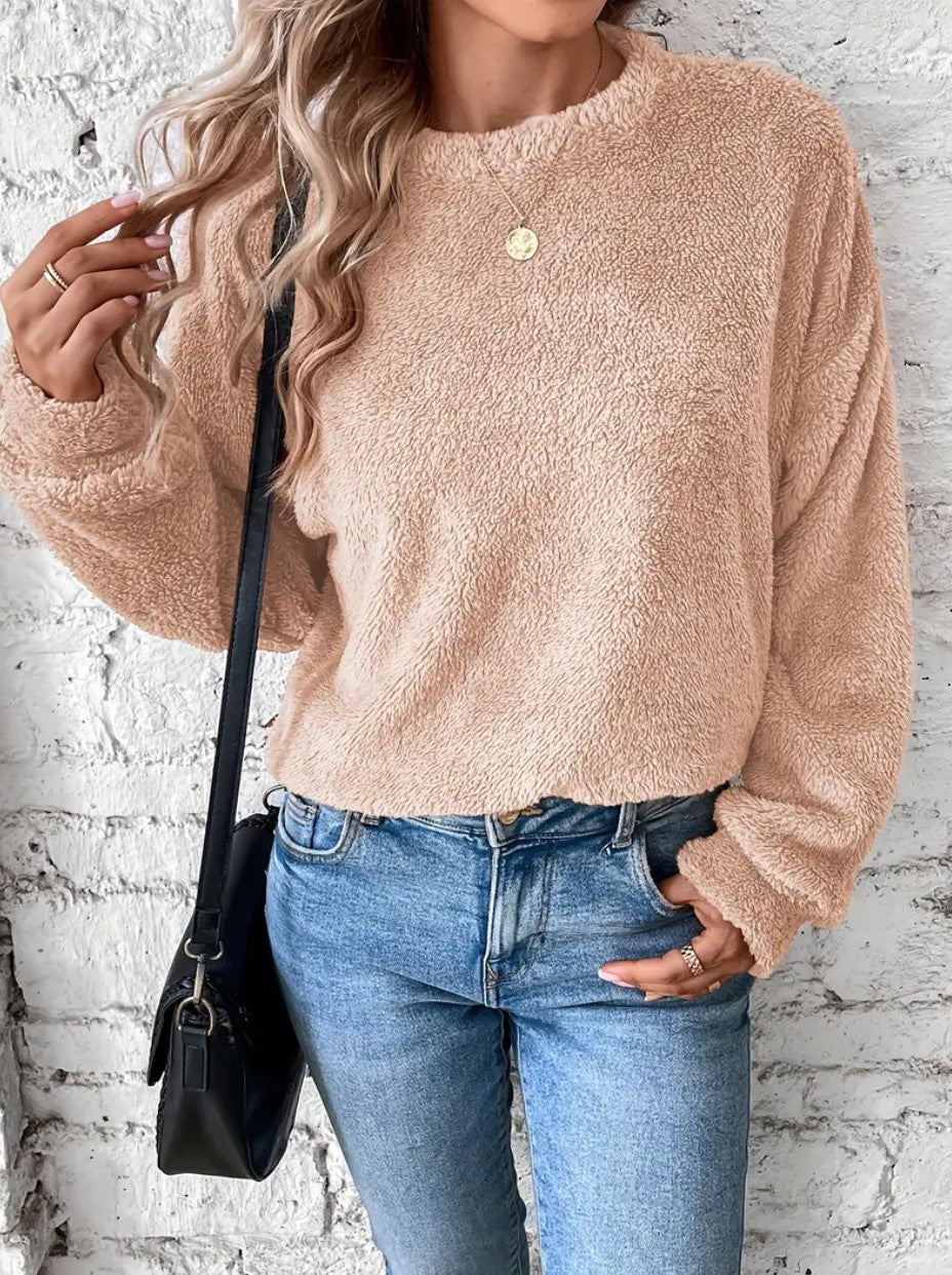 Cozy Double-Sided Fleece Casual Sweatshirt for Women