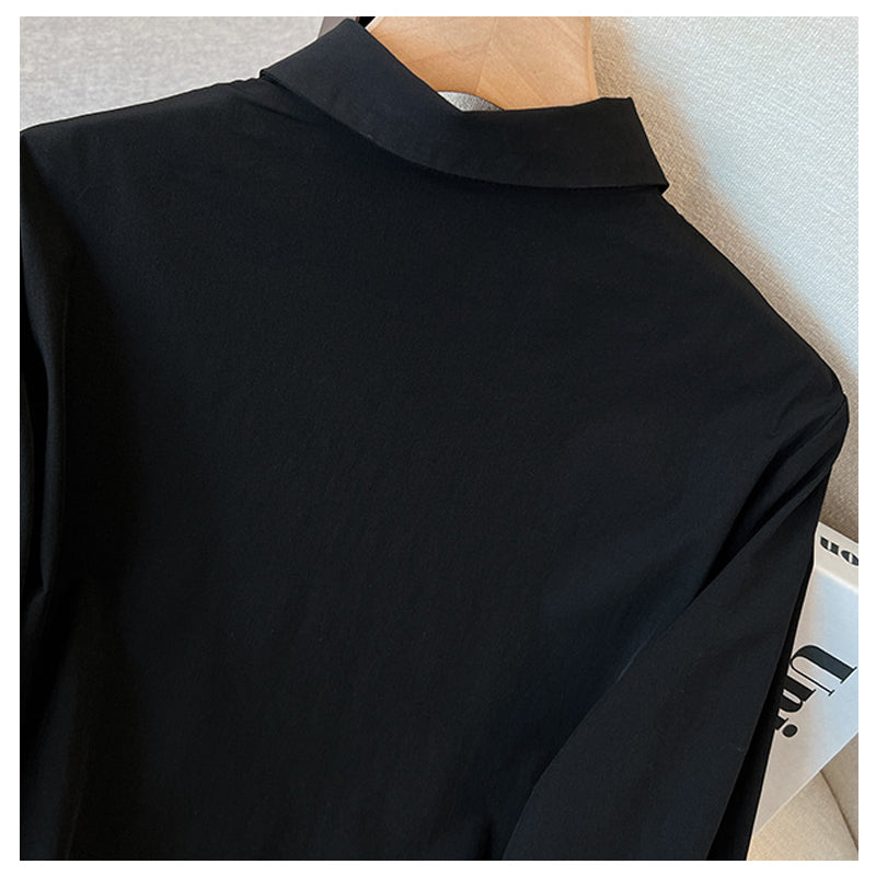 Large Black Long Sleeved Shirt For Women In Spring