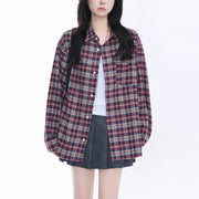 Retro Classic Red And Blue Plaid Long-sleeve Shirt