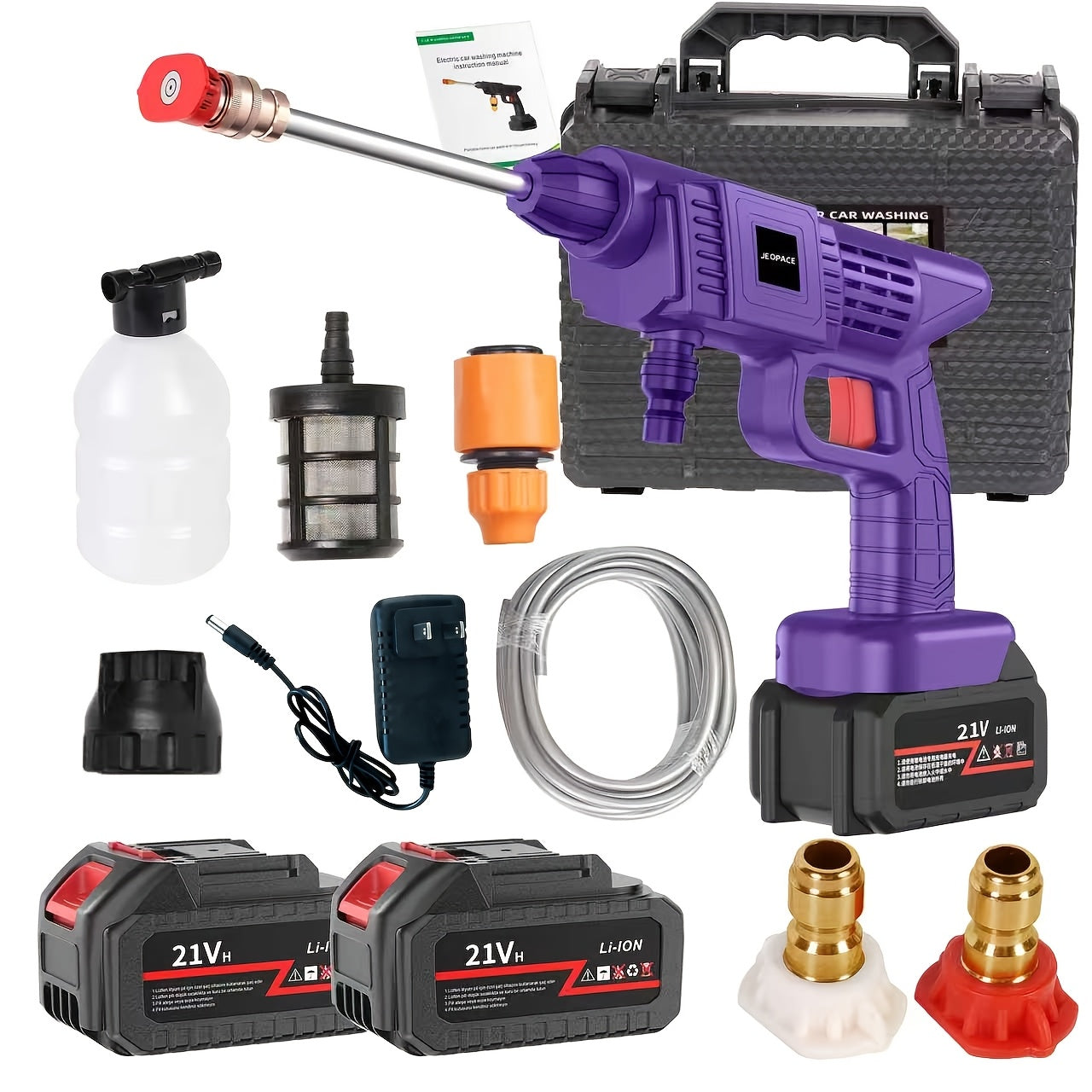 Cordless High Pressure Car Wash Foam Gun with Adjustable Nozzle, Portable Power Cleaning Tool for Car and Garden