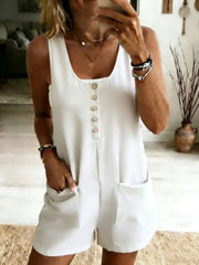 Chic Button-Front Pocket Jumpsuit for Women