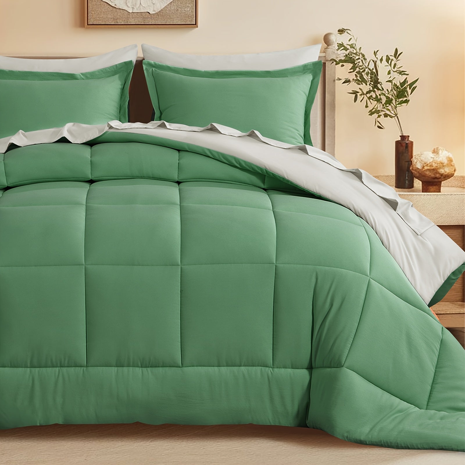 7pcs Ultra-Soft Bed In A Bag, Down Alternative Bedding Sets With All Season Quilted Comforter, Flat Sheet, Fitted Sheet, Pillowcases -Gifts For The Family And Friends