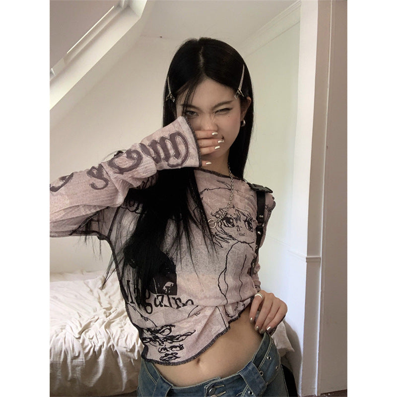 Chic Printed Long Sleeve Top for Women