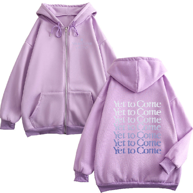 Purple Zip-Up Hoodie Sweatshirt for Women