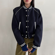 Retro Colorblock Varsity Jacket for Women