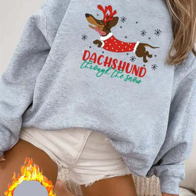 Cozy Letter Print Fleece Long Sleeve Casual Sweatshirt