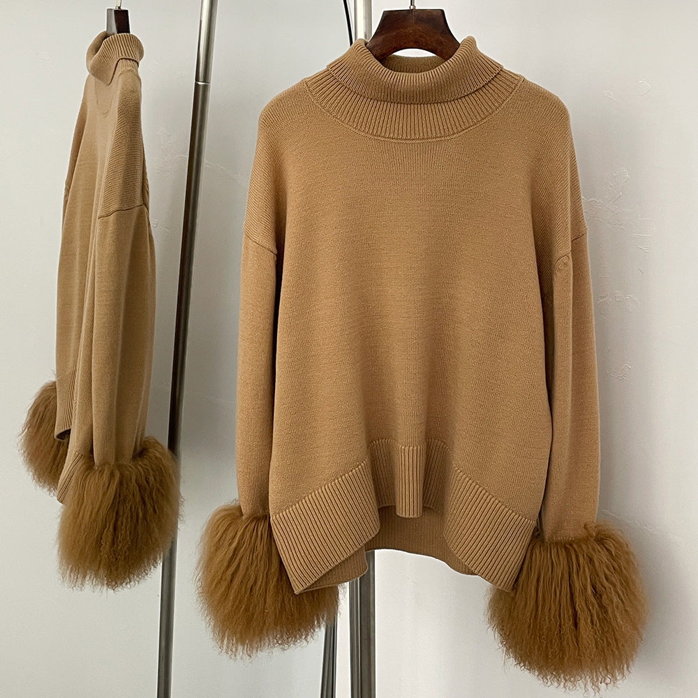 Loose-fitting Turtleneck Pullover Knit Sweater for Women