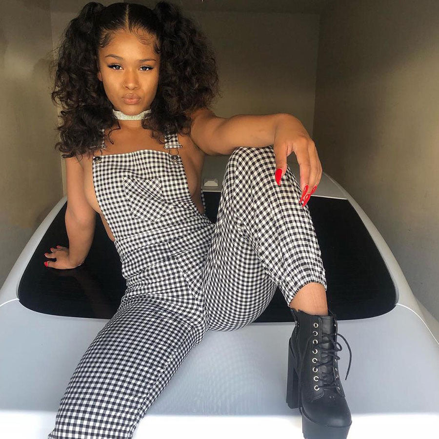 Trendy Plaid Suspender Jumpsuit for Women