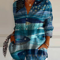 Long Sleeve Beach Travel Printed Shirt