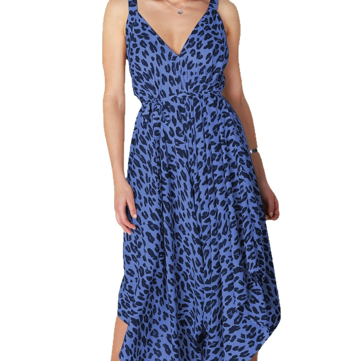 Leopard Print Wide Leg Jumpsuit Backless Romper