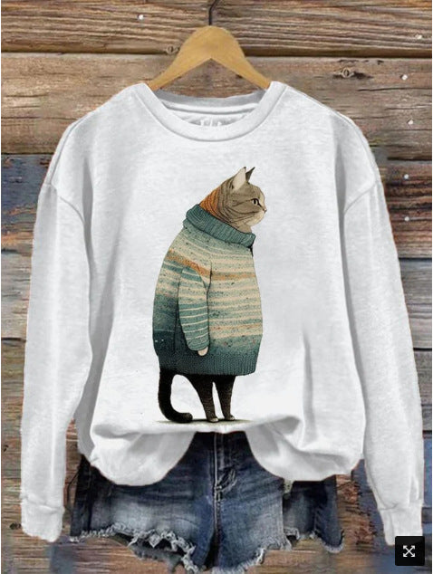 Women's 3D Digital Print Loose Street Fashion Sweatshirt