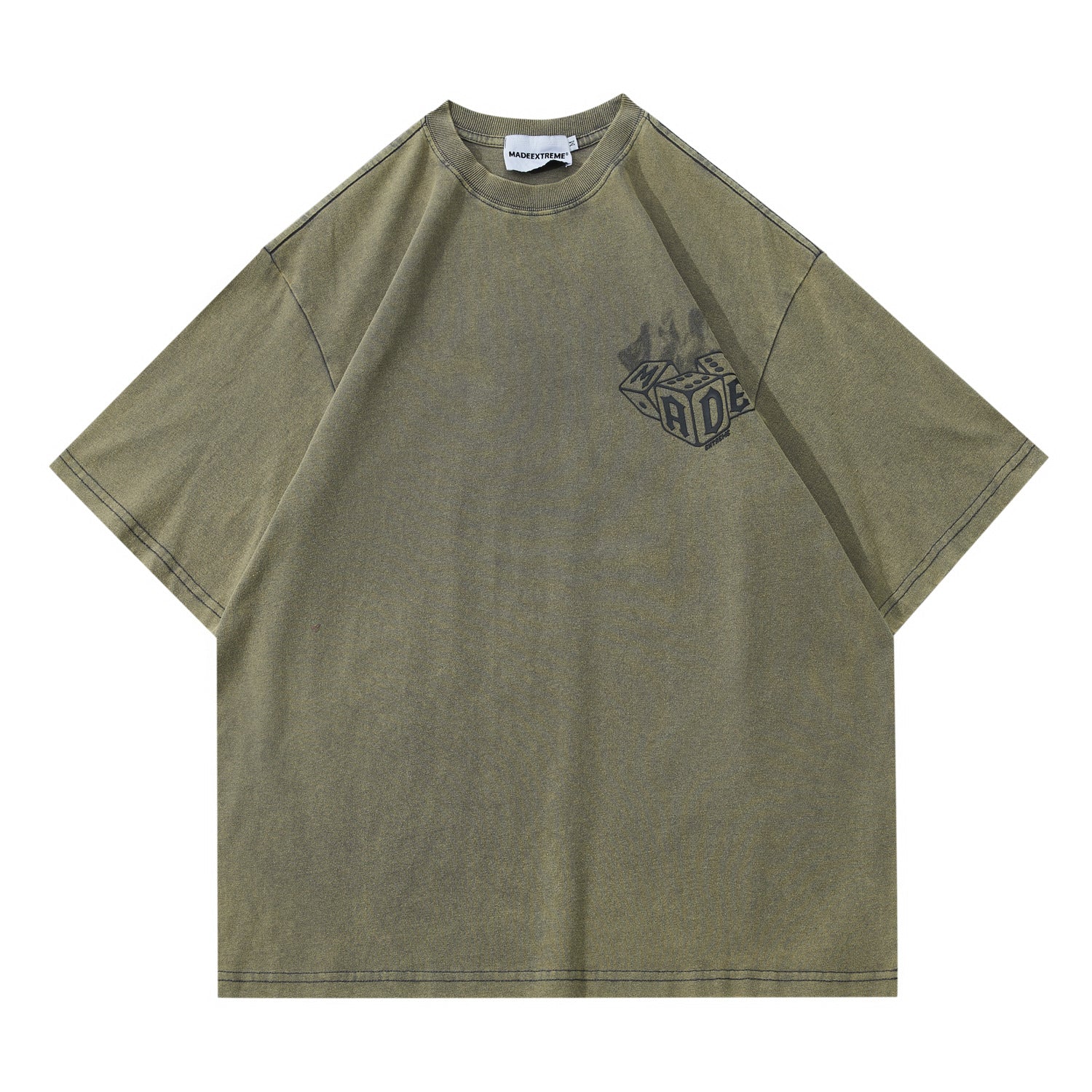 Retro Flame Dice Distressed Men's Streetwear Tee