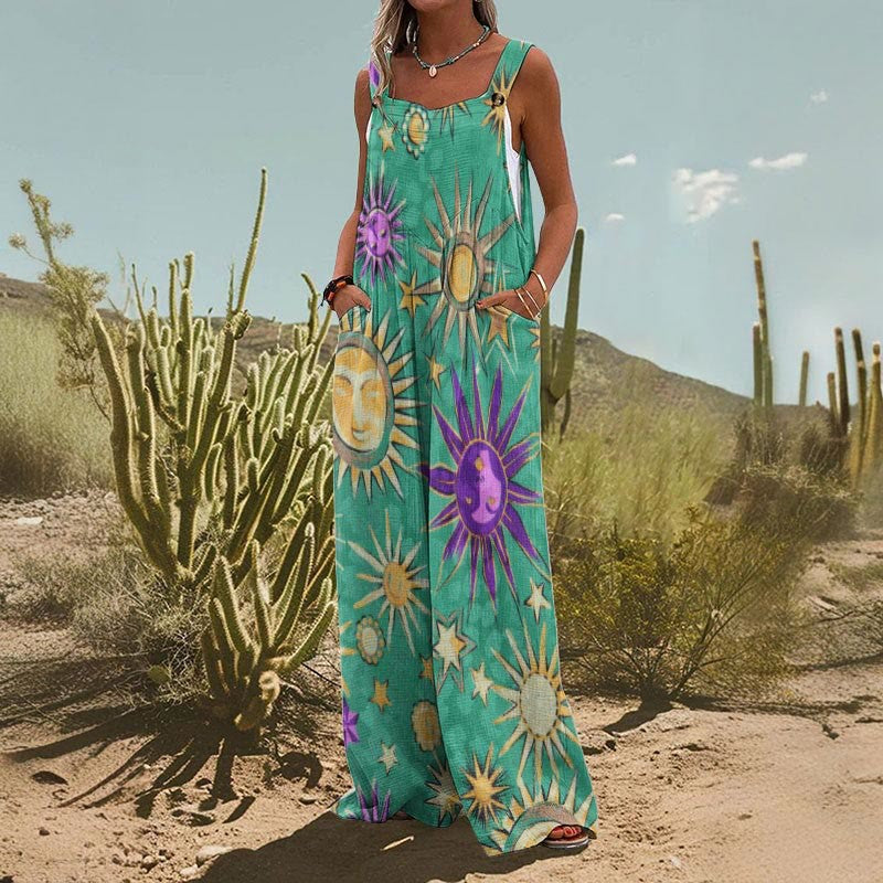Fashion Women's Wear Vintage Print Jumpsuit