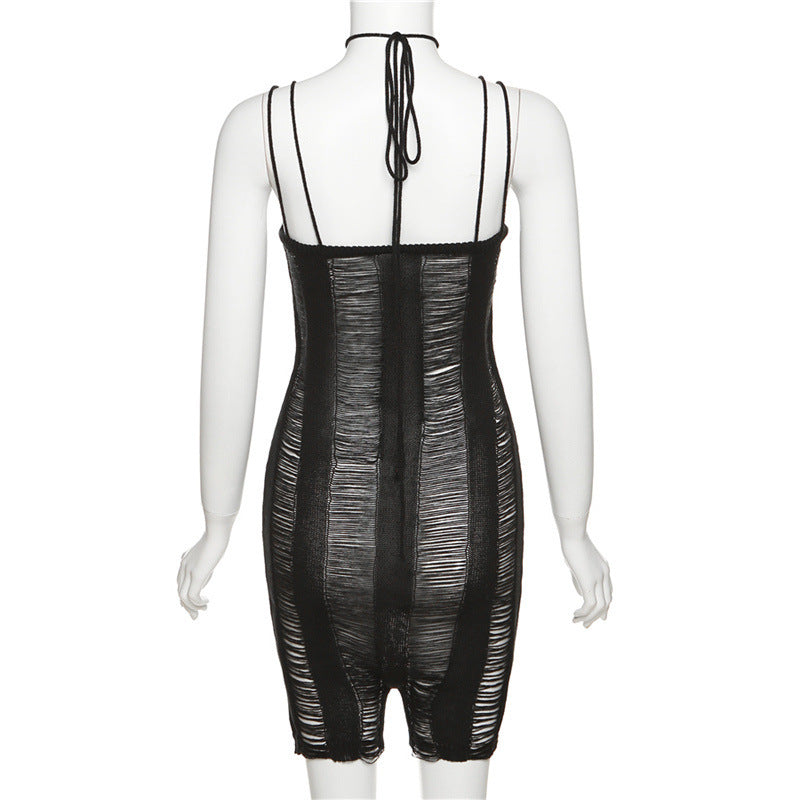 Women's Strappy Hollow-Out Sheer Jumpsuit
