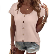 Elegant V‑Neck Knit Sweater for Women – Loose Fit, 3/4‑Sleeve